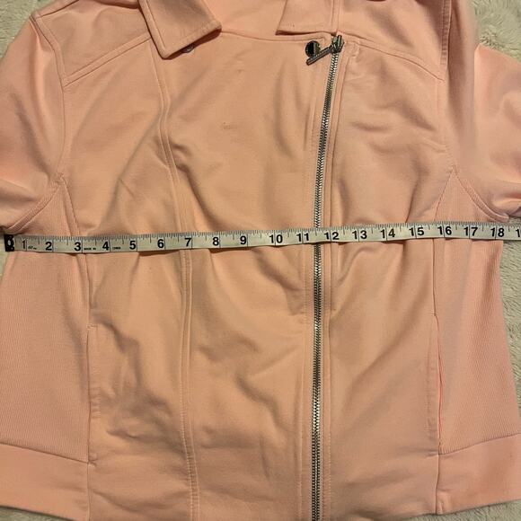 H by Halson Rose Blush Zip Up French Terry Motorcycle Jacket Size 14 - Picture 7 of 11